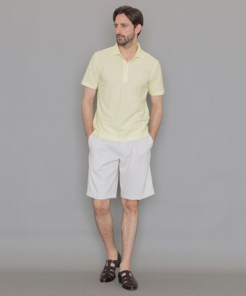 コットンリネンハニカムメッシュポロシャツ 