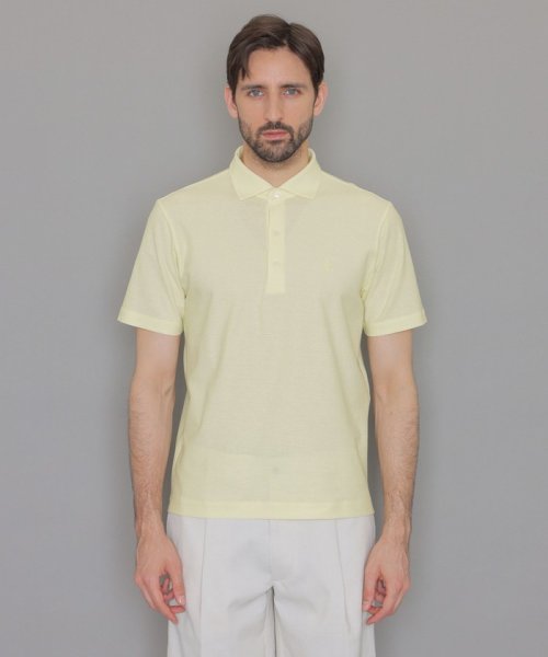 コットンリネンハニカムメッシュポロシャツ 