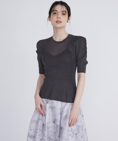 ボリュームスリーブシアーニット 