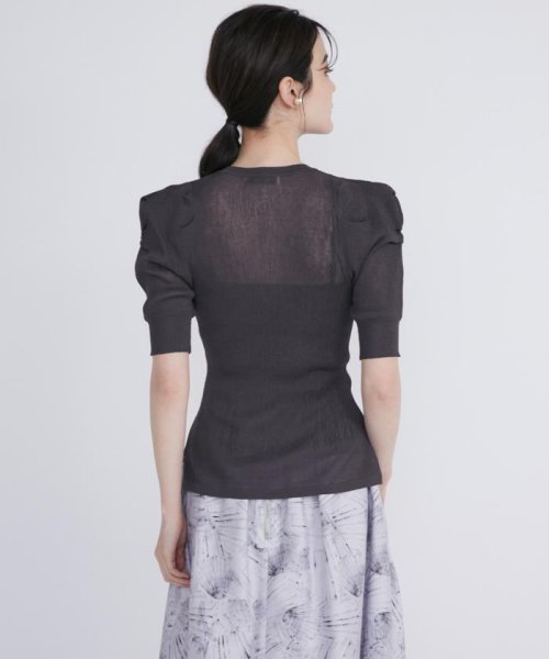 ボリュームスリーブシアーニット 