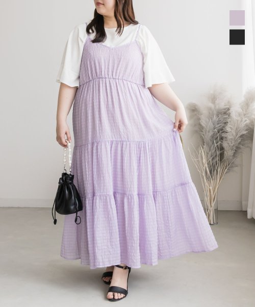 CLETTEオリジナル★シアーチェックティアードキャミワンピース