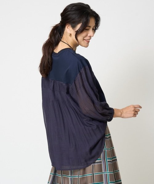 [接触冷感]ドライコットンボリュームスリーブ7分袖プルオーバー 