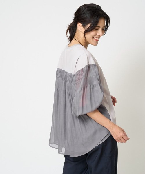 [接触冷感]ドライコットンボリュームスリーブ7分袖プルオーバー 