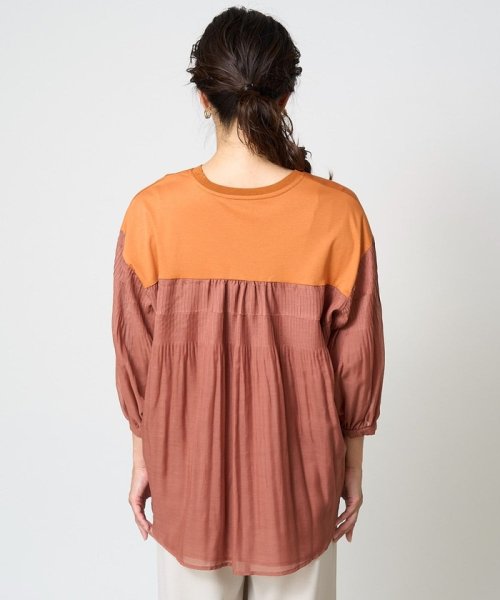 [接触冷感]ドライコットンボリュームスリーブ7分袖プルオーバー 