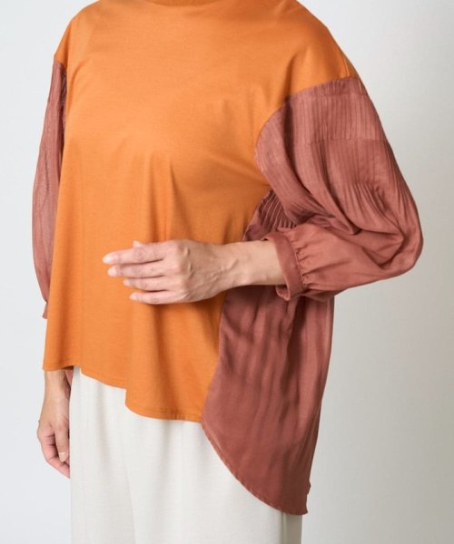 [接触冷感]ドライコットンボリュームスリーブ7分袖プルオーバー 