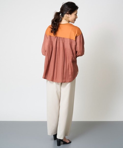 [接触冷感]ドライコットンボリュームスリーブ7分袖プルオーバー 