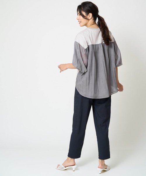 [接触冷感]ドライコットンボリュームスリーブ7分袖プルオーバー 