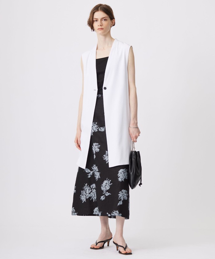 洗える】リネンオックスフラワープリント スカート(506520946)｜阪急