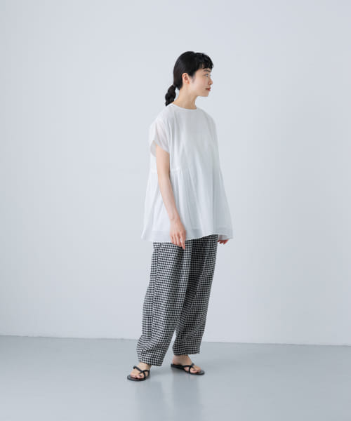 かぐれ レーヨンコットン2WAYブラウスBLUE