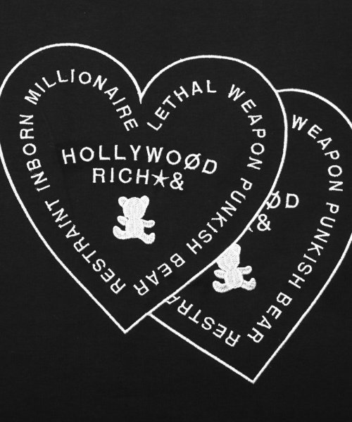 LUXSTYLE(ラグスタイル)/Hollywood rich.&(ハリウッドリッチドットアンド)Wハート刺繍ロゴ半袖Tシャツ/Tシャツ 半袖 メンズ レディース 刺繍 ロゴ ハート クマ 綿 /img20