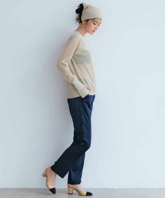【MAG×スタイリストコラボ】シャイニーシアーニット×サテンストレートパンツ MAG×スタイリストコラボ】シャイニーシアーニット×サテン