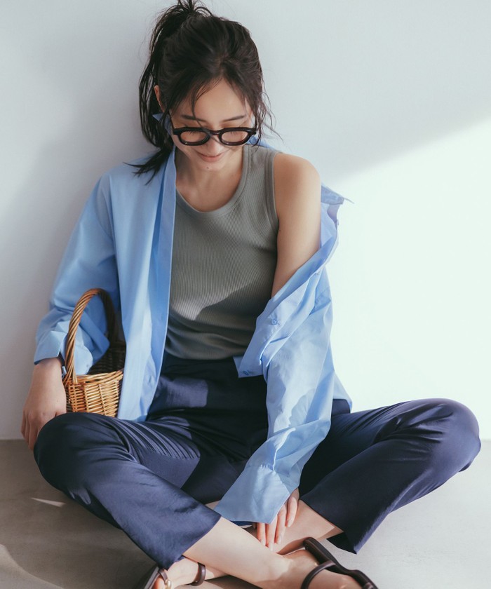 【MAG×スタイリストコラボ】シャイニーシアーニット×サテンストレートパンツ MAG×スタイリストコラボ】シャイニーシアーニット×サテン