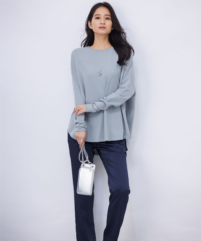 【MAG×スタイリストコラボ】シャイニーシアーニット×サテンストレートパンツ MAG×スタイリストコラボ】シャイニーシアーニット×サテン