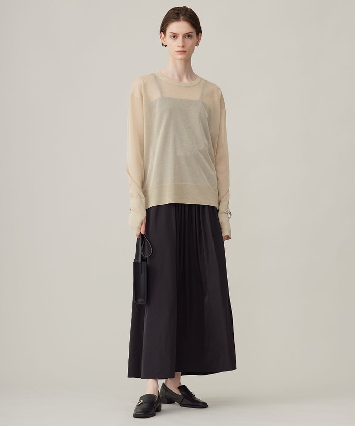 【MAG×スタイリストコラボ】シャイニーシアーニット×サテンストレートパンツ MAG×スタイリストコラボ】シャイニーシアーニット×サテン