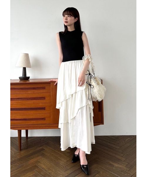 アシメティアードスカートコンビニットワンピース