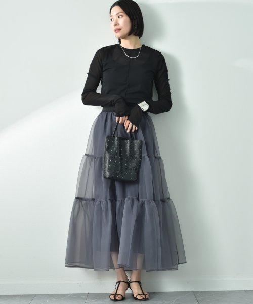 セール】【anana】シアーオーガンジーティアードスカート  