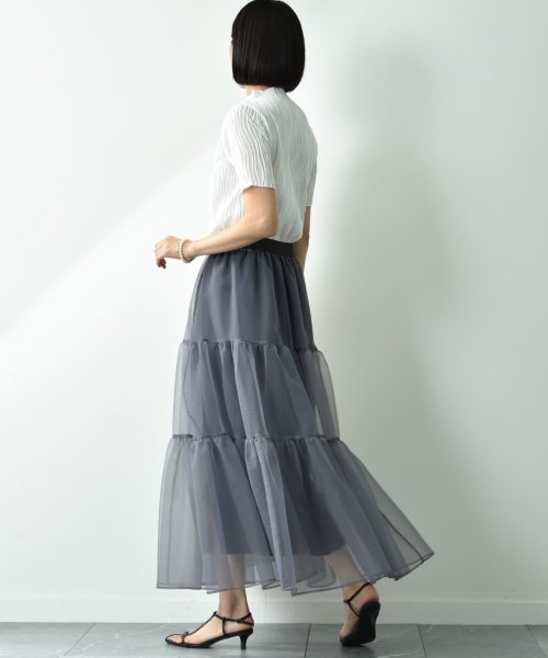 セール】【anana】シアーオーガンジーティアードスカート  
