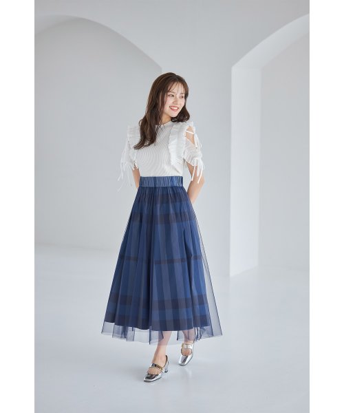タフタチェック×チュールリバーシブルスカート(506600054) | トッコ  