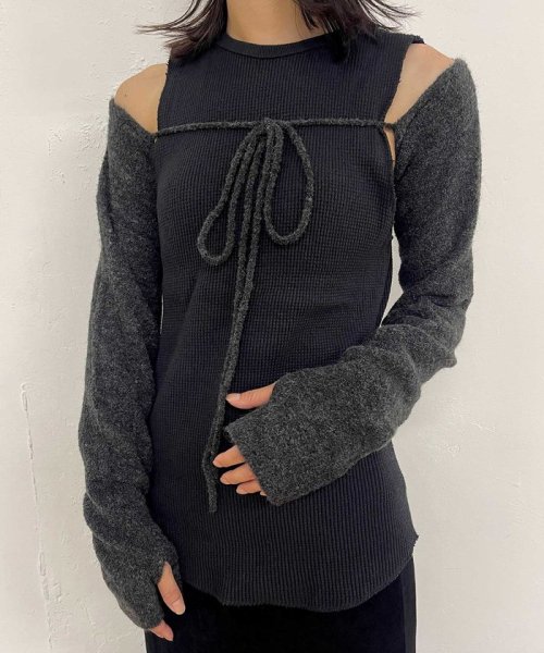 PAL OUTLET(パル　アウトレット)/【Pasterip】Loop yarn arm cover bolero/img02