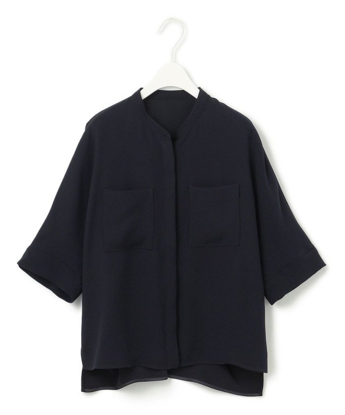 【洗える】ライトダブルクロス クロップドシャツ ICB L 【洗える】ライトダブルクロス クロップドシャツ （トープ