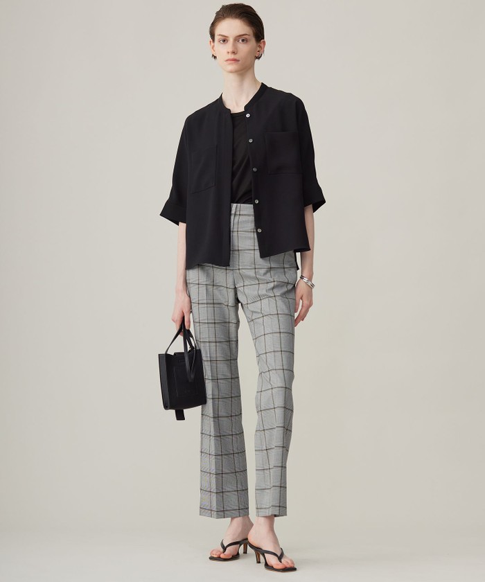24aw 新品同様■ICB■ライトダブルクロス クロップドシャツ ブラウス M 洗える】ライトダブルクロス クロップドシャツ(506696095)｜阪急