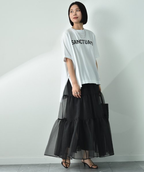 セール】【anana】シアーオーガンジーティアードスカート  