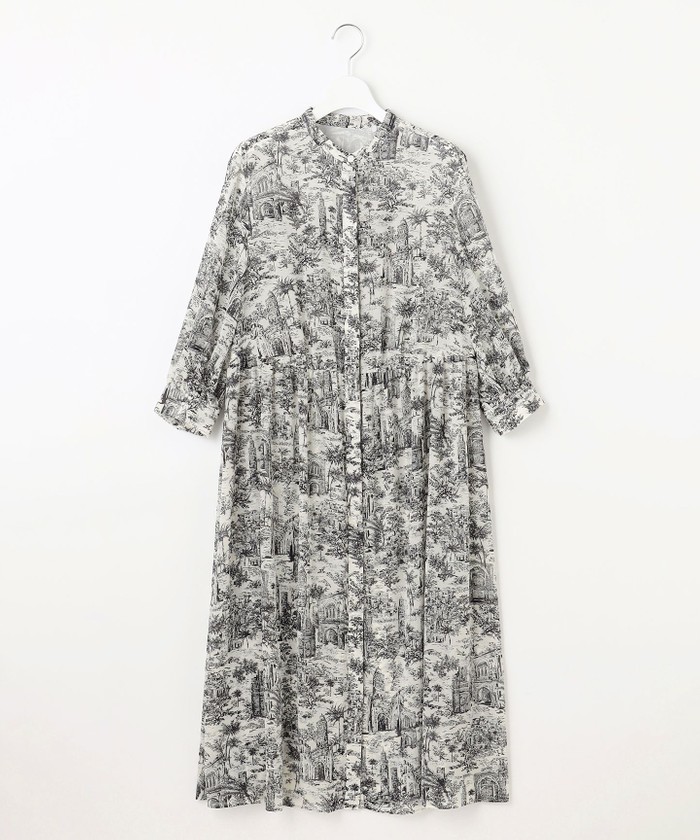 自由区　ランドスケーププリント ワンピース　 ボトルグリーン　40 洗える】ランドスケーププリント ワンピース(506700914)｜阪急百貨店