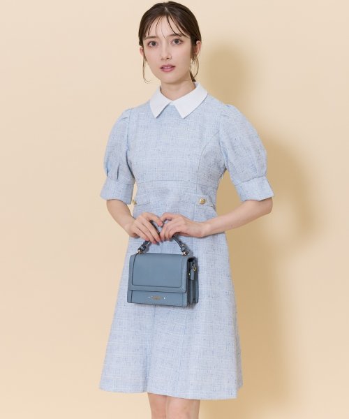 2WAYバイカラー衿エレガンスツイードミニワンピース(506704266 