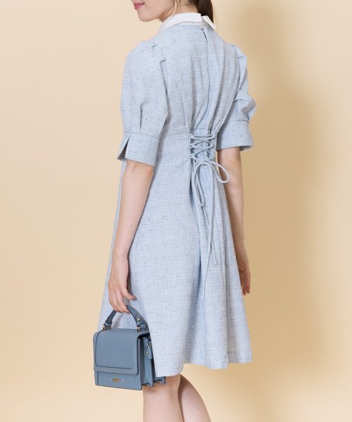 2WAYバイカラー衿エレガンスツイードミニワンピース(506704266 