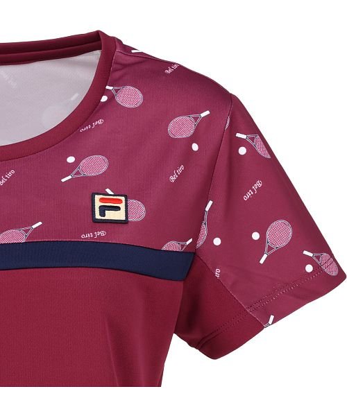 FILA（ZETT Ladies）(フィラ（ゼット　レディース）)/【テニス】ラケット柄 バックホールメッシュ　切替 ゲームシャツ レディース/img07