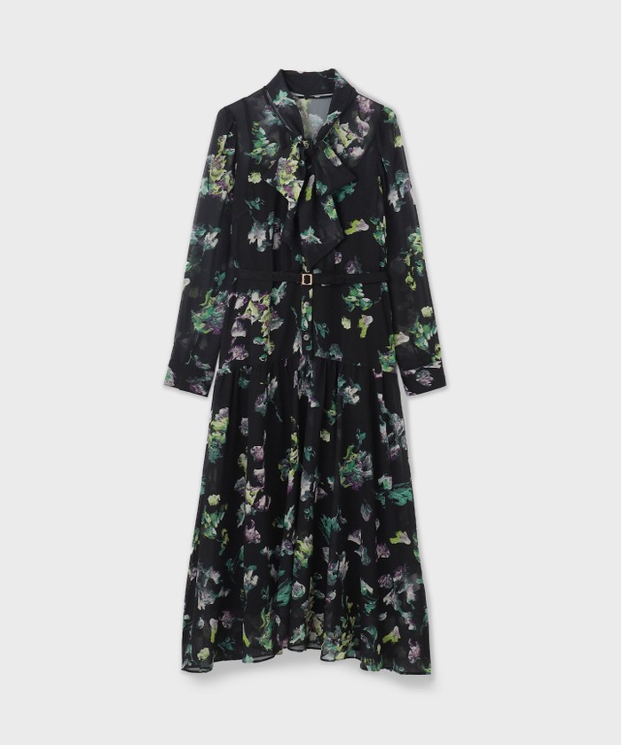 美品 24SS ストラスブルゴ ボウタイ ロングワンピース フラワープリント trim_ofgrc_item119e548c499911e