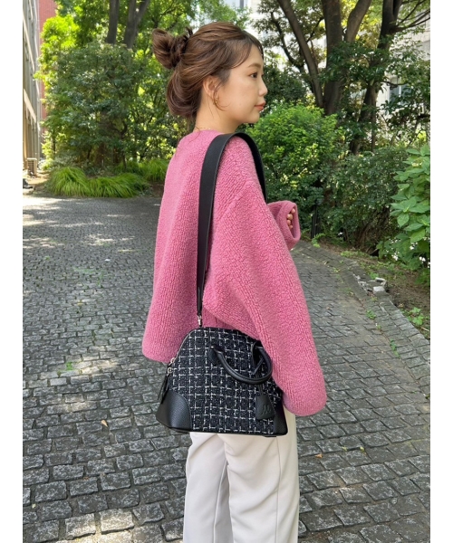 ワイドショルダーツィードボストンバッグ(506773821)｜阪急