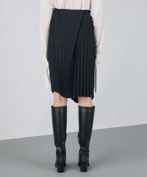 ハイツイストギャバジン イレギュラーヘムプリーツスカート(506774505  