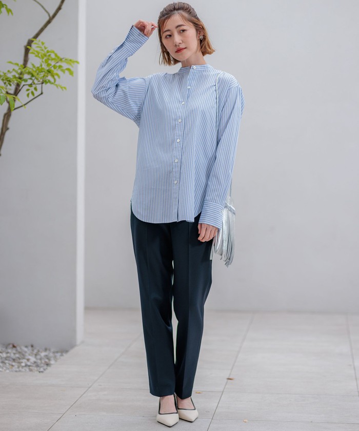 洗える】CANCLINI バンドカラー シャツ / 23区 | ファッション
