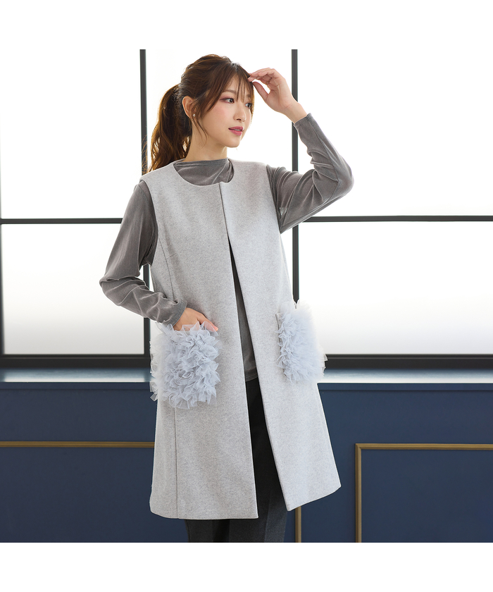 ローズティアラ　フリルチュールジレ 楽天市場】ガーデンビンテージフロントフリルジレ／ローズ