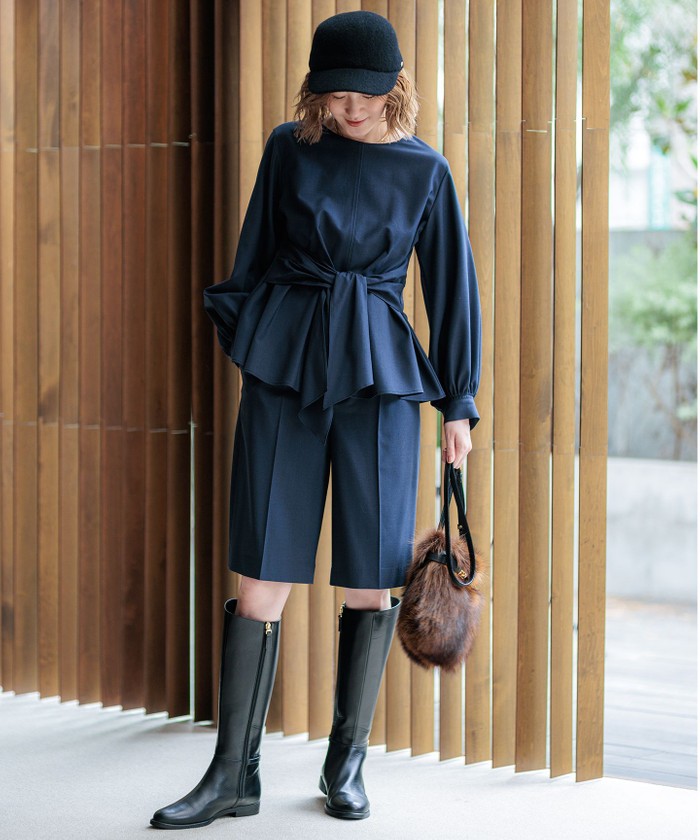 ブラウス シャツ 「CLASSY.10月号掲載/洗える」TWマットクロス ペプラム ブラウス レディース CLASSY.10月号掲載/洗える】TWマットクロス ペプラム ブラウス