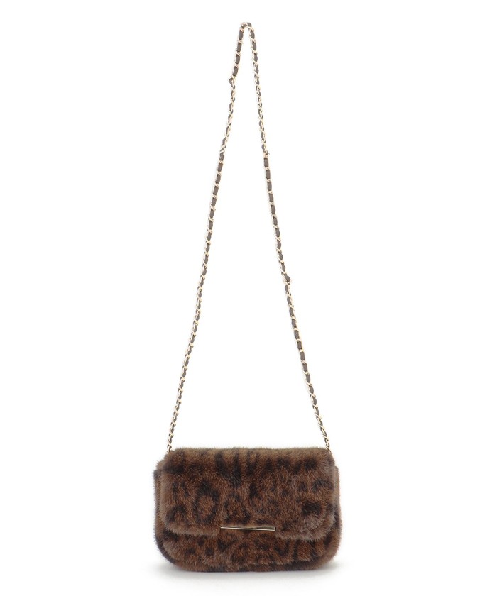 ファー素材 ベージュ ショルダーバッグ*5 エコファーショルダーバッグ グレージュ