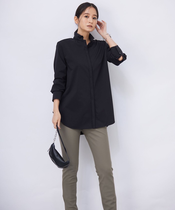 tシャツ 「洗える」 ブラウスライクジャージー ロングシャツ レディース ICB tシャツ 「洗える」 ブラウスライクジャージー ロングシャツ