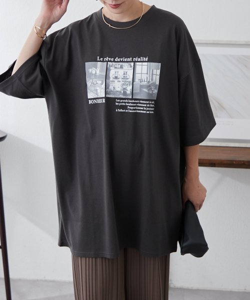 NICE CLAUP OUTLET(ナイスクラップ　アウトレット)/【nao】転写チュニックTシャツ/img01