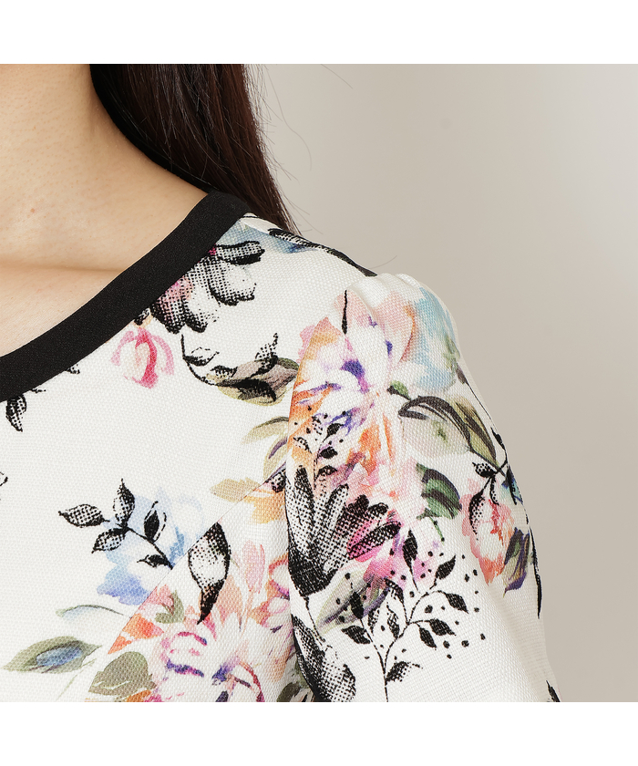 格安です！　ローズティアラ　46　フラワー&フロッキープリント　ワンピー 格安です！ ローズティアラ 46 フラワー&フロッキープリント ワンピー