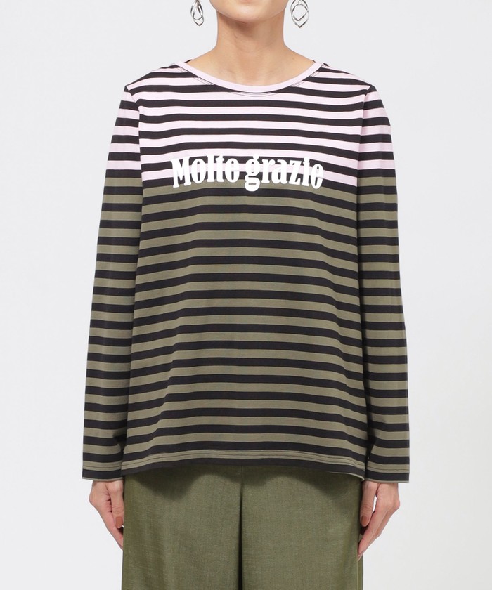 tシャツ 「L」「カタログ掲載品」「ウォッシャブル」シルケットコットンボーダープルオーバーカットソー レディース L】【カタログ掲載品】【ウォッシャブル】シルケットコットン