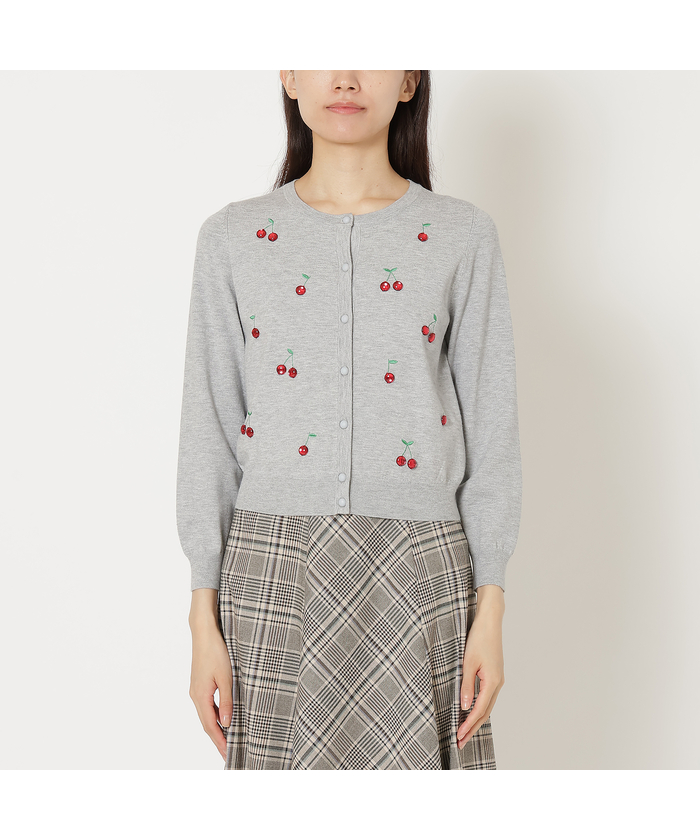 サクランボ刺繍ニットカーディガン(506865433)|阪急百貨店公式 サクランボ刺繍ニットカーディガン(506865433)|阪急百貨店公式