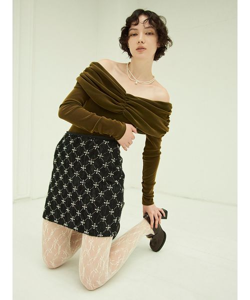 ぽこ様★新品 リリーブラウン カップインオフショルダーボディスーツ カーキ LILY BROWN｜【LILY BROWN Lingerie】カップインオフショルダー
