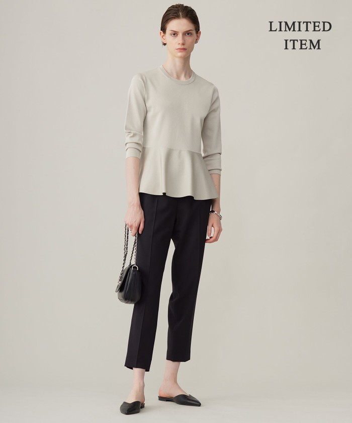 【WEB限定・洗える】シンセティックヤーンスムース ペプラムニット WEB限定・洗える】シンセティックヤーンスムース ペプラムニット