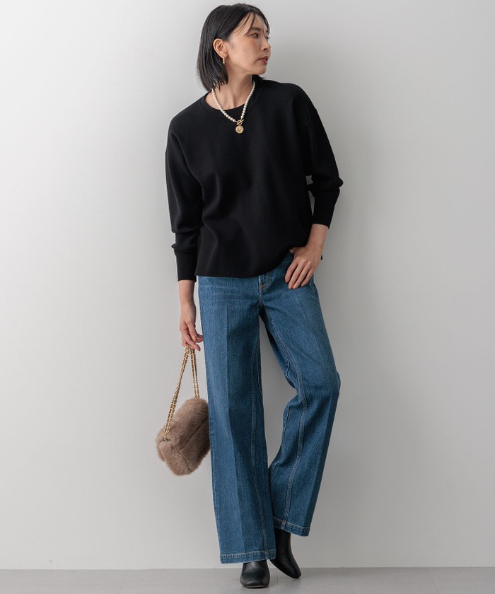 洗える】ヴィスコースストレッチ ミラノリブ ニット(506871044)｜阪急