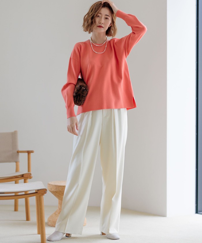 洗える】ヴィスコースストレッチ ミラノリブ ニット(506871044)｜阪急