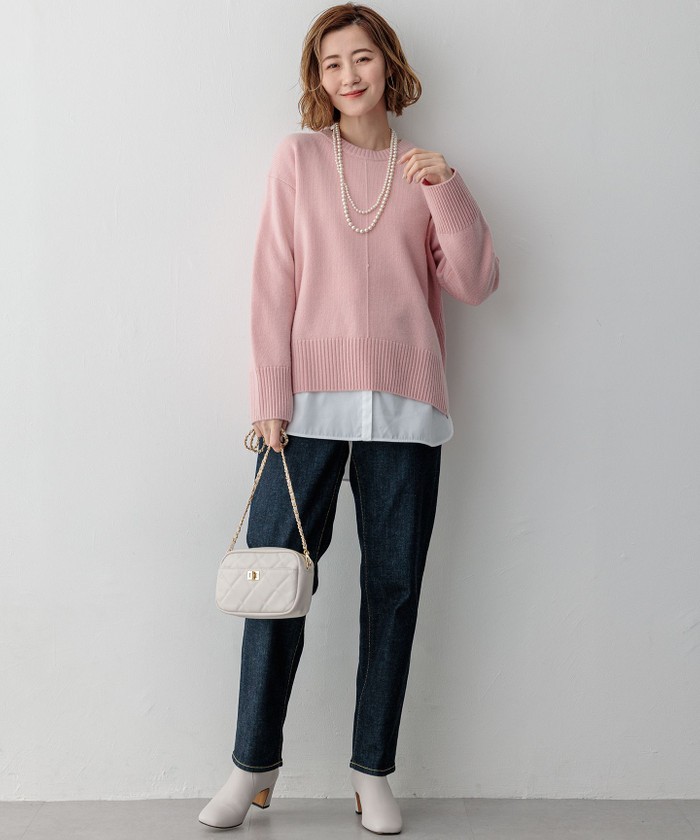 洗える】カシミヤブレンド クルーネック ニット(506882841)｜阪急