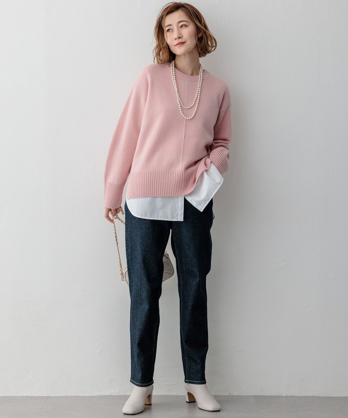 洗える】カシミヤブレンド クルーネック ニット(506882841)｜阪急