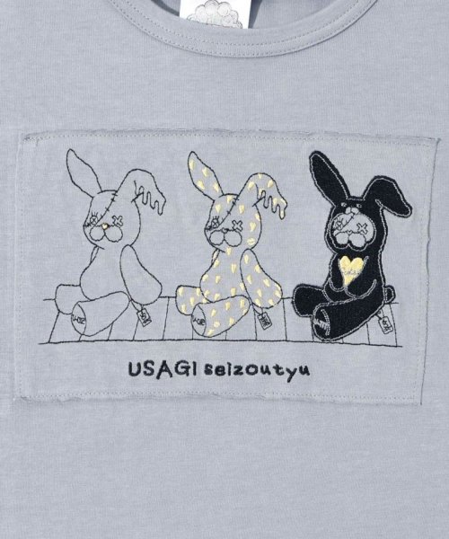 ScoLar(スカラー)/スカラー ScoLar うさぐるみ製造中 刺繍アップリケロングスリーブTシャツ/img03