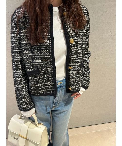 金釦短丈ツイードニットカーデジャケット(506836844)｜阪急百貨店公式  